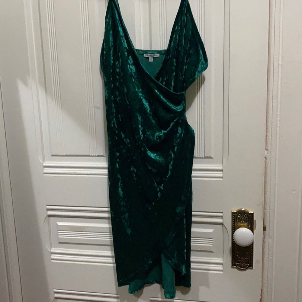 Green Velvety Dress with a split from Charlotte Russe. Size Medium